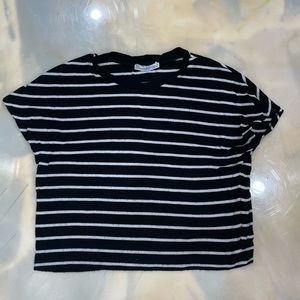Zara black and white stripes crop-top